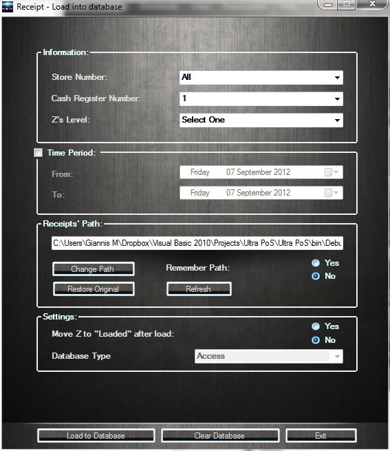 UltraPOS load to database form